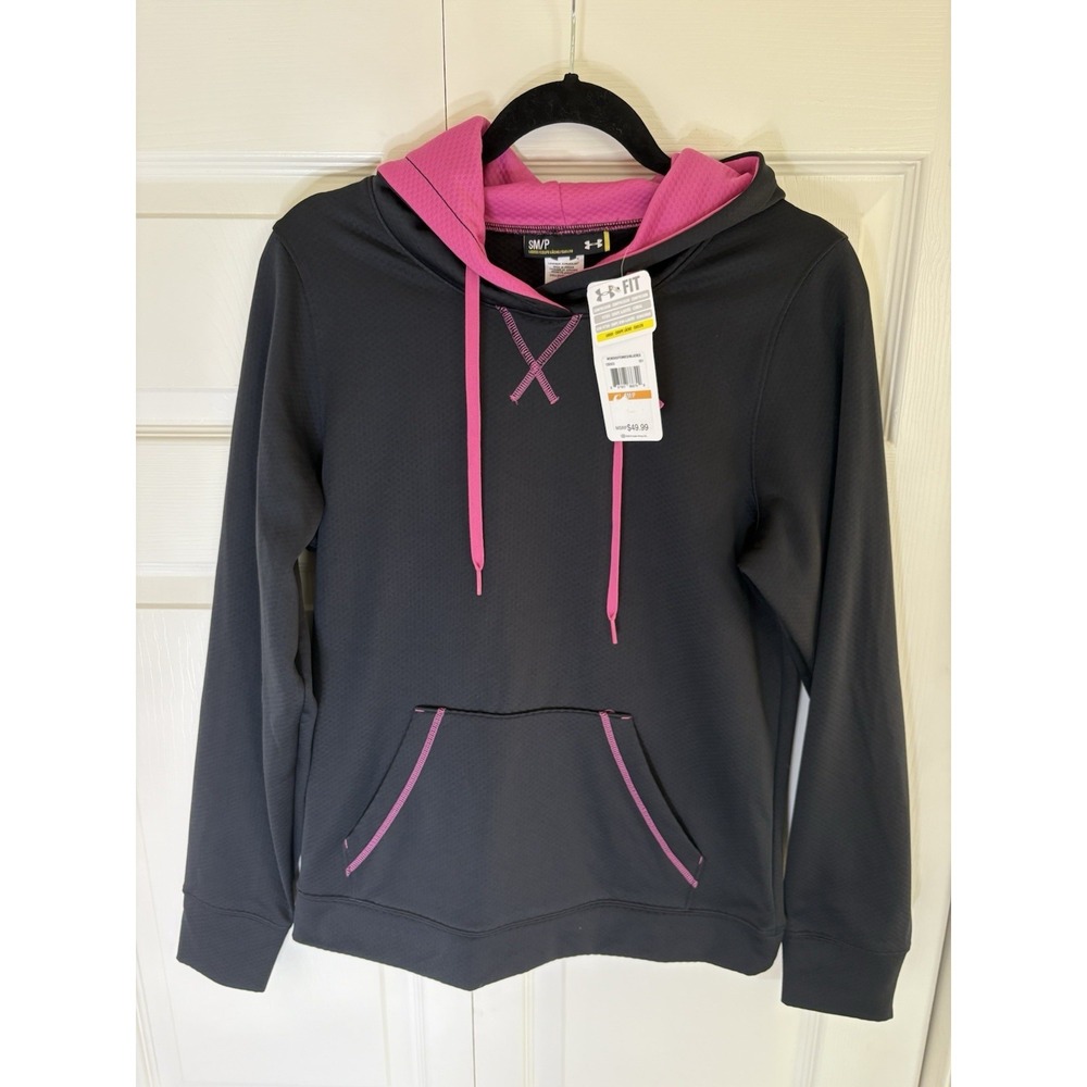 NWT Under Armour Women's Pullover Hoodie Size Small/P Black And Pink